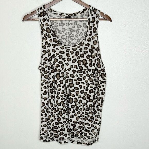Monrow Scoop Neck Leopard Print Tank Top - Women’s US M - Picture 2 of 8